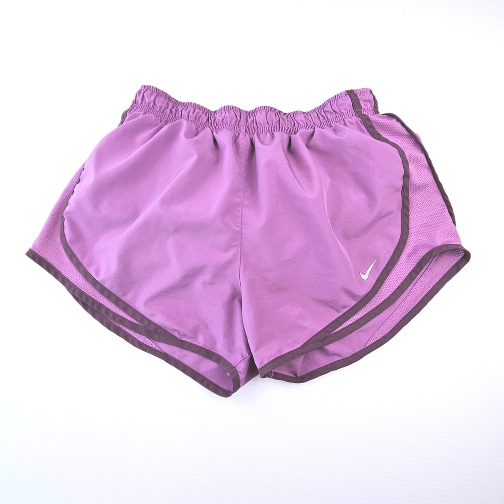 Nike Dri-Fit Purple Running Shorts Women Medium Athletic Training Mesh Trim FLAW